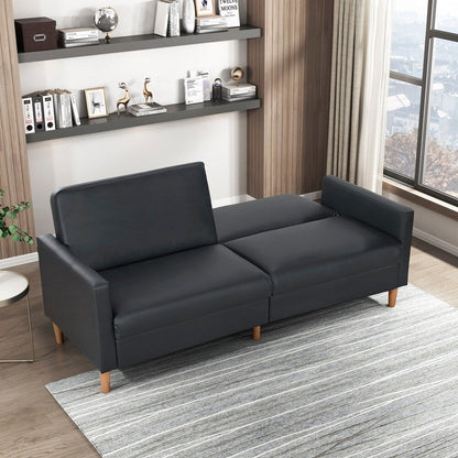 Canapé-lit confortable en similicuir, mobilier moderne, cadre en contreplaqué durable, élégant, 2 places