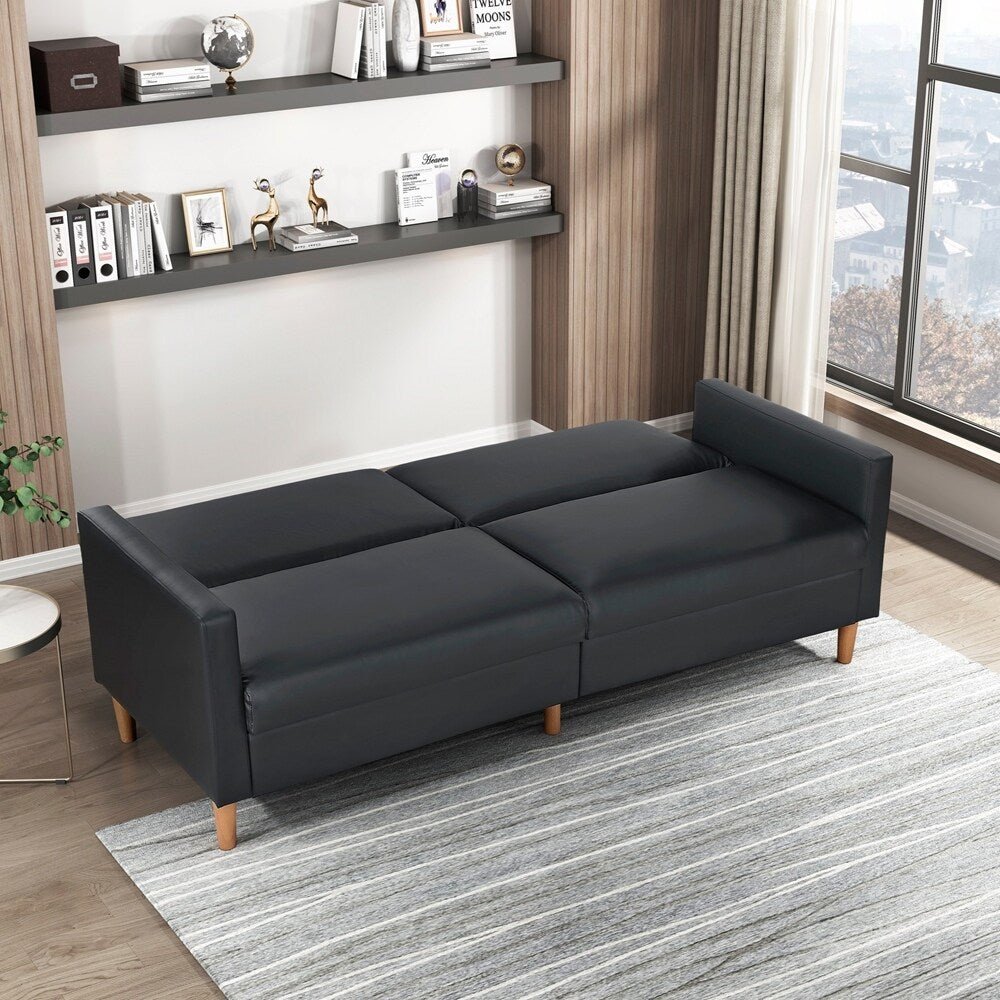 Canapé-lit confortable en similicuir, mobilier moderne, cadre en contreplaqué durable, élégant, 2 places