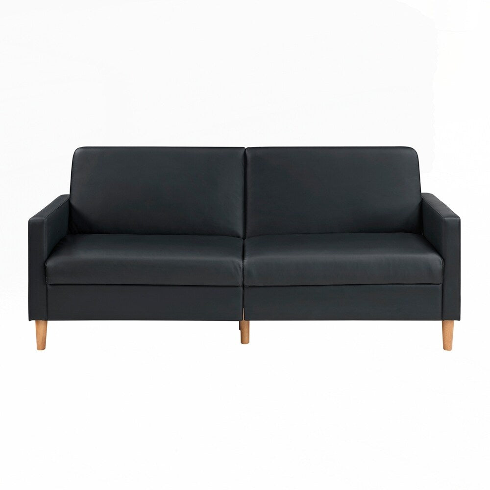 Canapé-lit confortable en similicuir, mobilier moderne, cadre en contreplaqué durable, élégant, 2 places