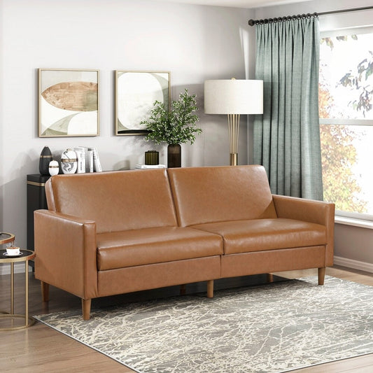 Canapé-lit confortable en similicuir, mobilier moderne, cadre en contreplaqué durable, élégant, 2 places