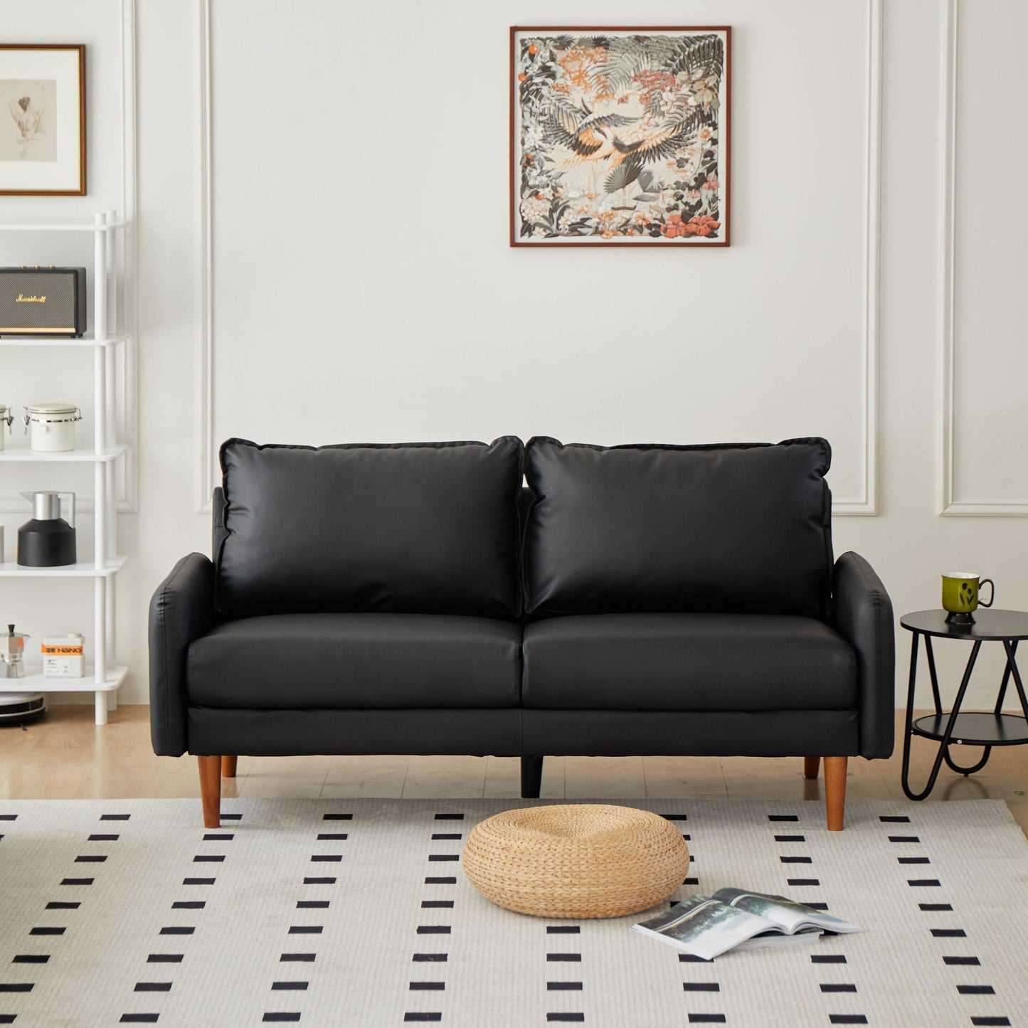 Canapé à accoudoirs carrés en similicuir de 70 po