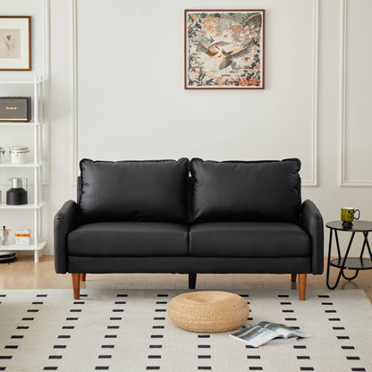 Canapé à accoudoirs carrés en similicuir de 70 po