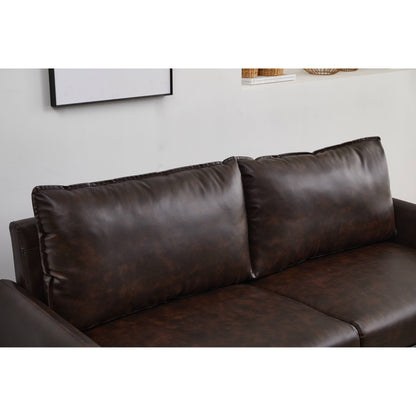 Canapé à accoudoirs carrés en similicuir de 70 po