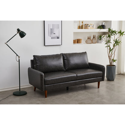 Canapé à accoudoirs carrés en similicuir de 70 po