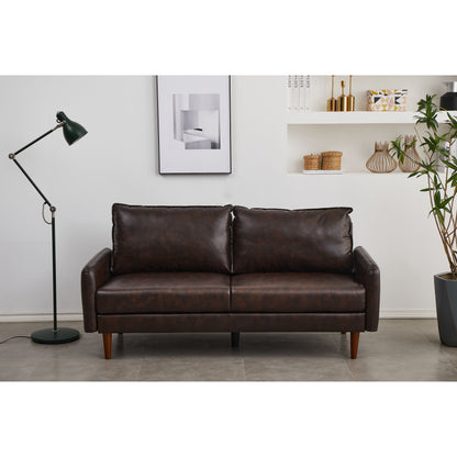 Canapé à accoudoirs carrés en similicuir de 70 po