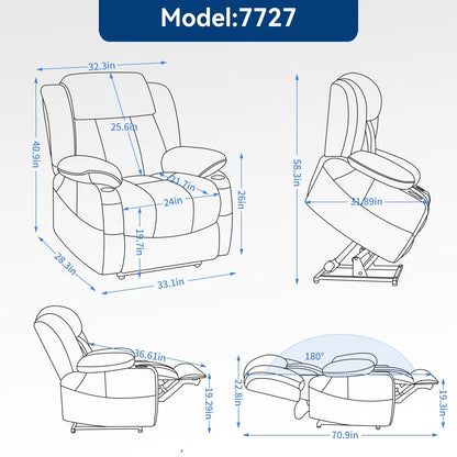 Fauteuil inclinable électrique en similicuir avec massage, chauffage et deux moteurs