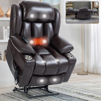 Fauteuil inclinable électrique en similicuir avec massage, chauffage et deux moteurs
