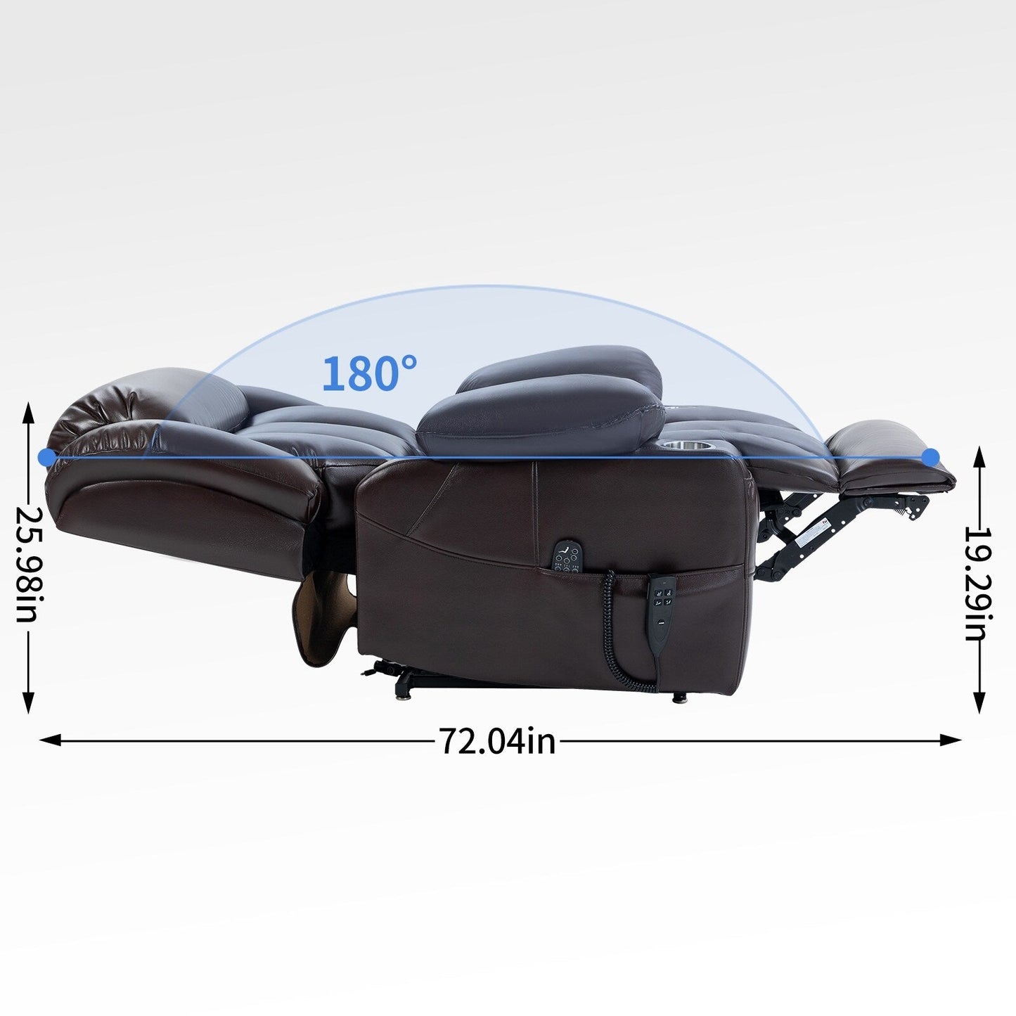 Fauteuil inclinable électrique en similicuir avec massage, chauffage et deux moteurs