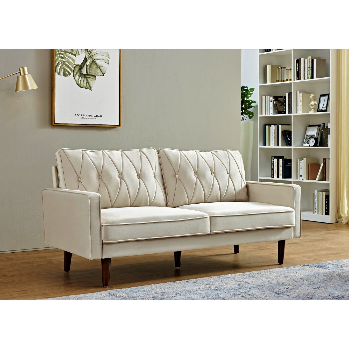 Canapé Feemster 69,3 pouces large avec dossier en velours capitonné