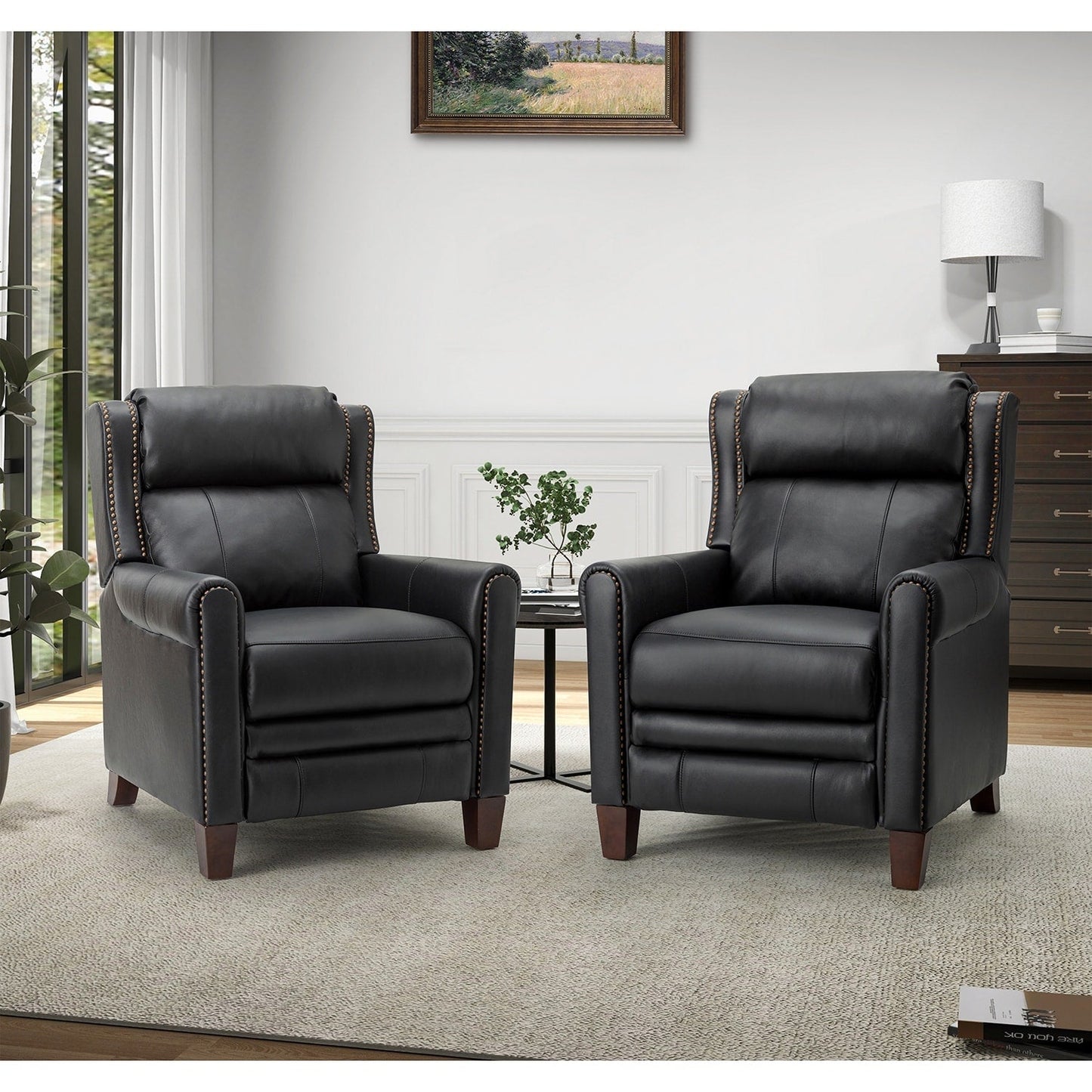 Felisa 32.48 Fauteuil inclinable manuel en cuir véritable, lot de 2