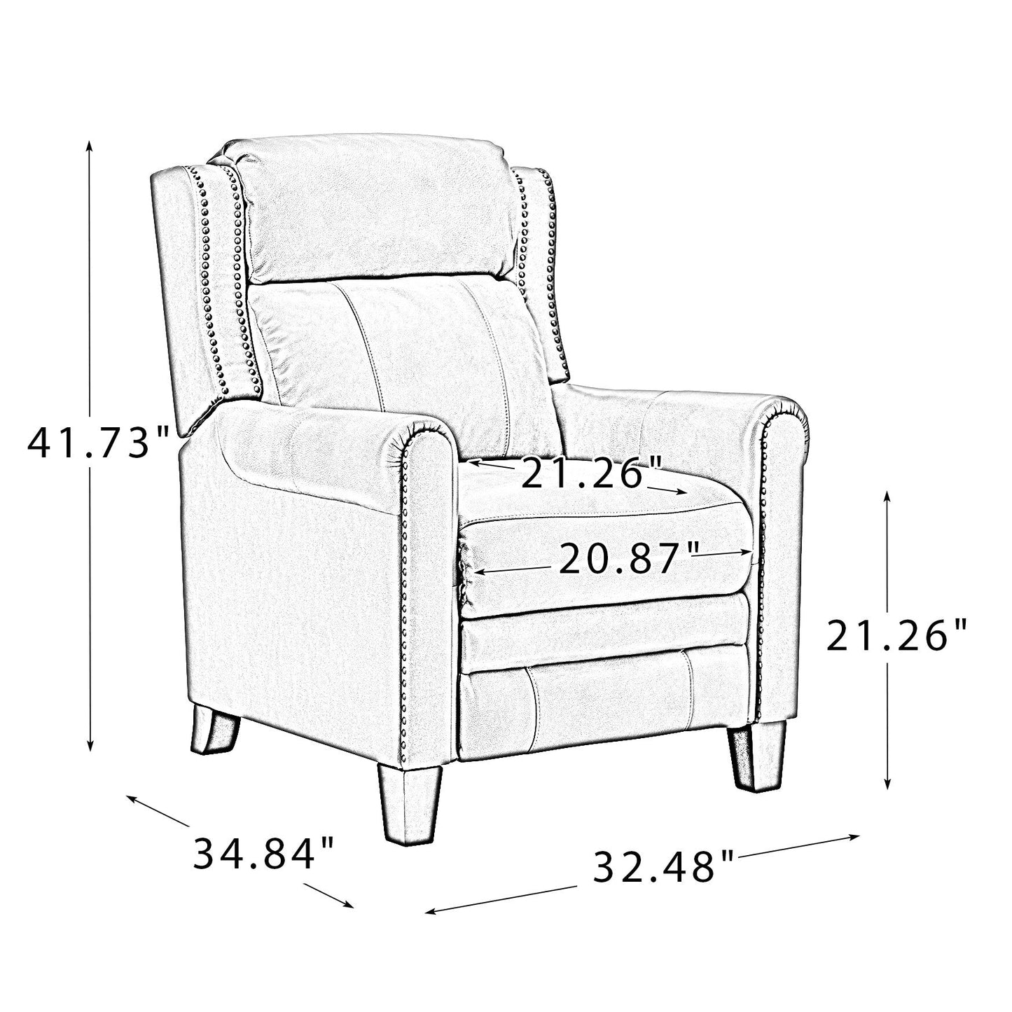 Felisa 32.48 Fauteuil inclinable manuel en cuir véritable, lot de 2