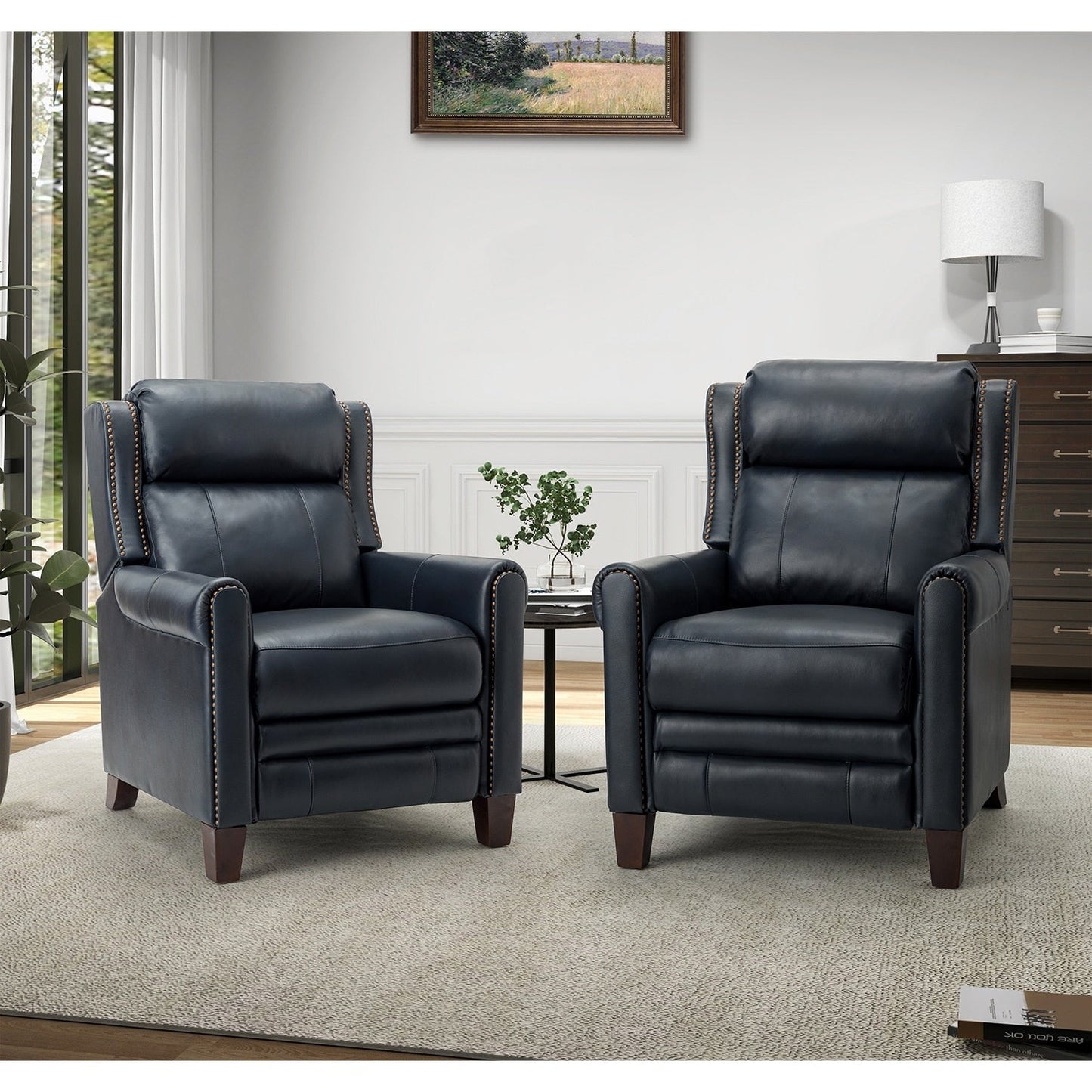 Felisa 32.48 Fauteuil inclinable manuel en cuir véritable, lot de 2