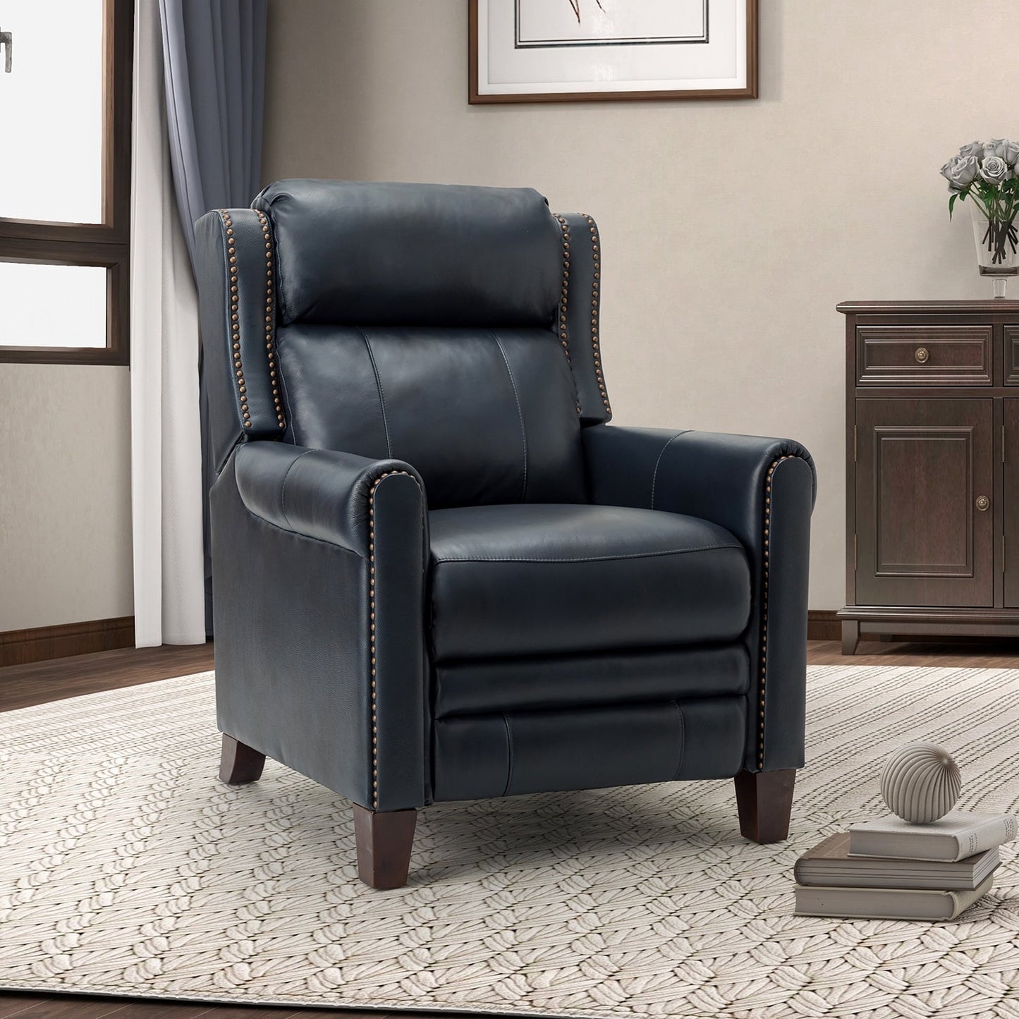 Fauteuil inclinable manuel large en cuir véritable Felisa 32,48