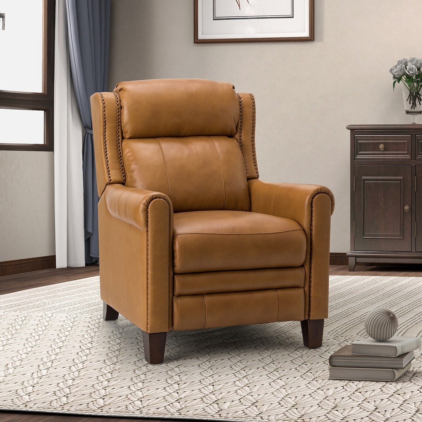 Fauteuil inclinable manuel large en cuir véritable Felisa 32,48