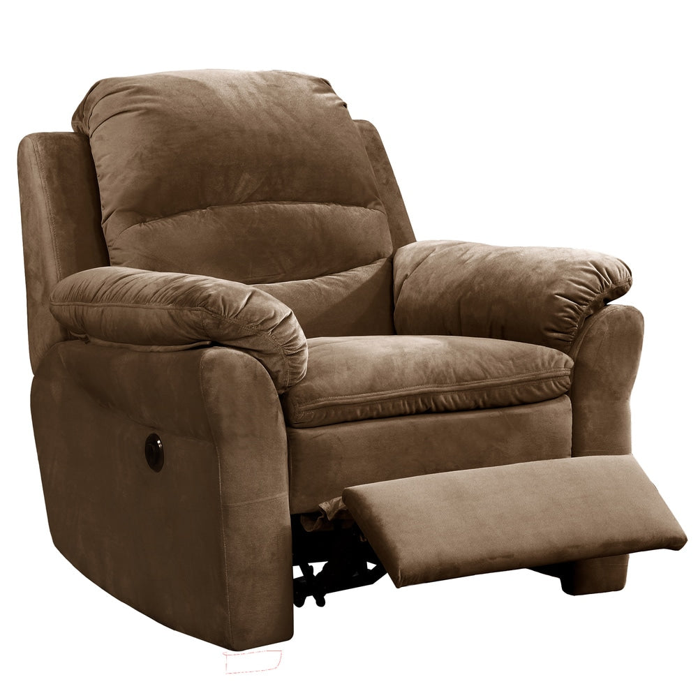 Fauteuil inclinable électrique transitionnel en tissu marron Roseway de Copper Grove