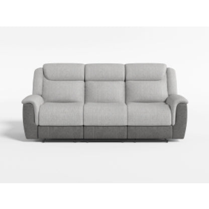 Canapé inclinable manuel Feo avec console, microfibre blanc gris, 86 pouces
