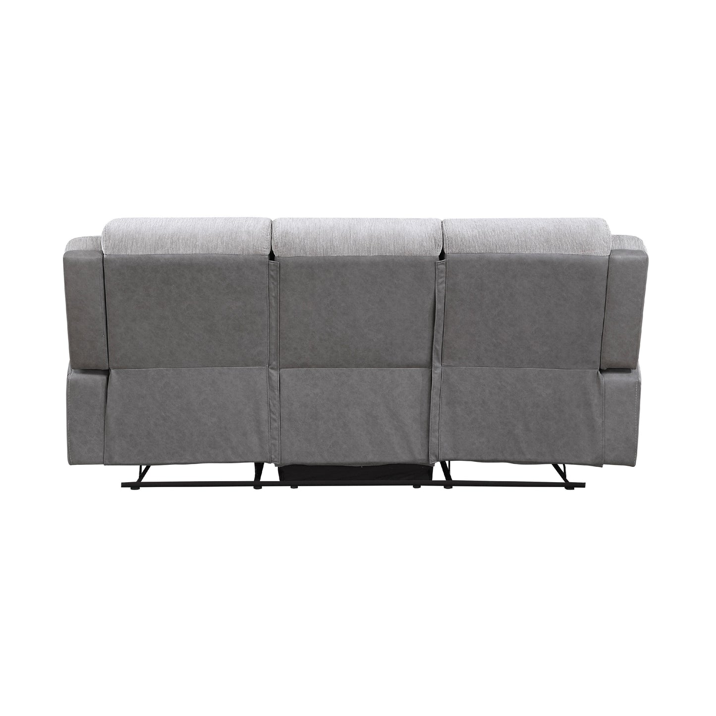 Canapé inclinable manuel Feo avec console, microfibre blanc gris, 86 pouces