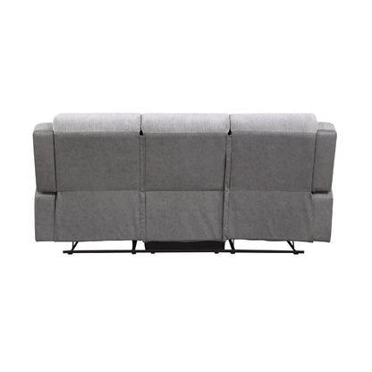 Canapé inclinable manuel Feo avec console, microfibre blanc gris, 86 pouces