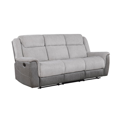 Canapé inclinable manuel Feo avec console, microfibre blanc gris, 86 pouces