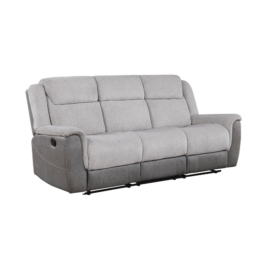 Canapé inclinable manuel Feo avec console, microfibre blanc gris, 86 pouces