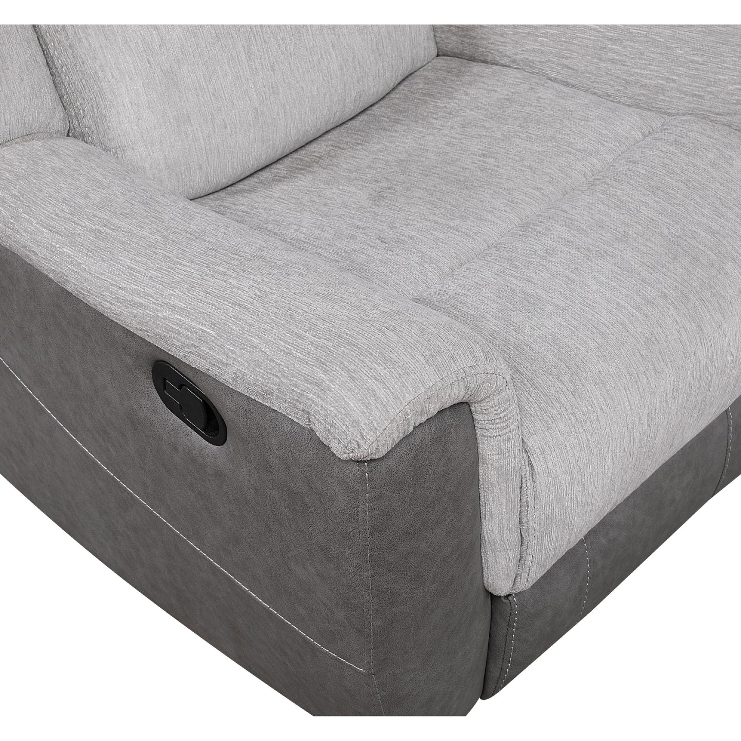 Canapé inclinable manuel Feo avec console, microfibre blanc gris, 86 pouces