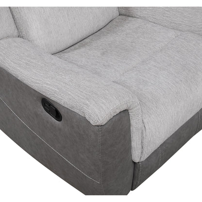 Canapé inclinable manuel Feo avec console, microfibre blanc gris, 86 pouces