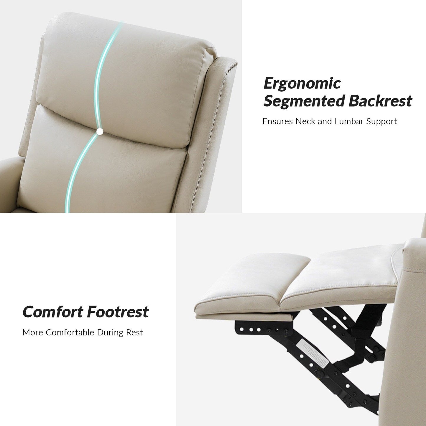 Fauteuil inclinable pivotant à oreilles Fiacro 30.31 en cuir véritable, large et moderne, avec garnitures cloutées