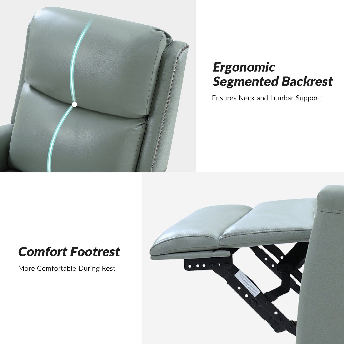 Fauteuil inclinable pivotant à oreilles Fiacro 30.31 en cuir véritable, large et moderne, avec garnitures cloutées