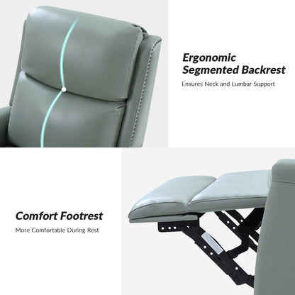 Fauteuil inclinable pivotant à oreilles Fiacro 30.31 en cuir véritable, large et moderne, avec garnitures cloutées