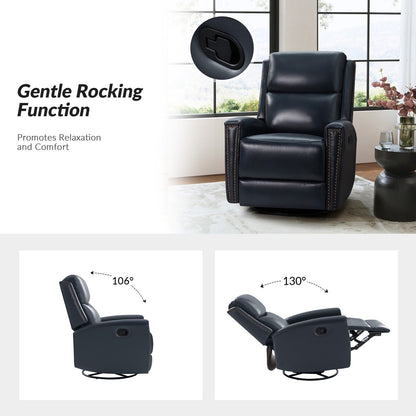 Fauteuil inclinable pivotant à oreilles Fiacro 30.31 en cuir véritable, large et moderne, avec garnitures cloutées, lot de 2