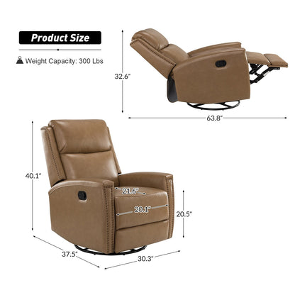 Fauteuil inclinable pivotant à oreilles Fiacro 30.31 en cuir véritable, large et moderne, avec garnitures cloutées, lot de 2