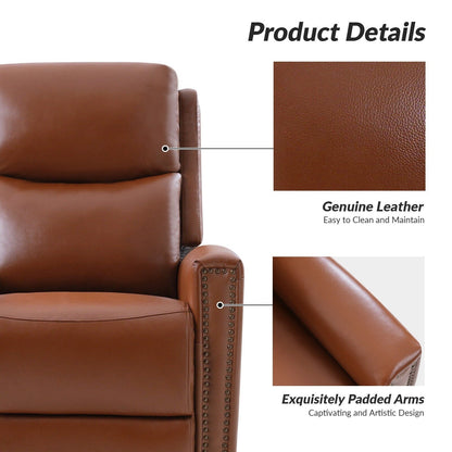 Fauteuil inclinable pivotant à oreilles Fiacro 30.31 en cuir véritable, large et moderne, avec garnitures cloutées, lot de 2