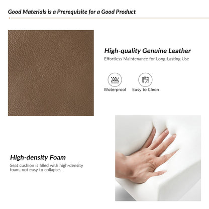 Fauteuil inclinable pivotant à oreilles Fiacro 30.31 en cuir véritable, large et moderne, avec garnitures cloutées, lot de 2