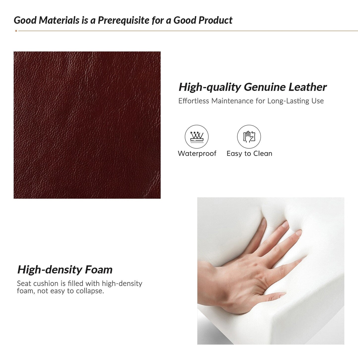 Fauteuil inclinable pivotant à oreilles Fiacro 30.31 en cuir véritable, large et moderne, avec garnitures cloutées, lot de 2