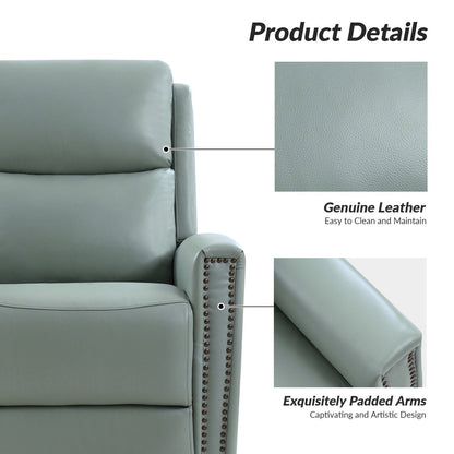 Fauteuil inclinable pivotant à oreilles Fiacro 30.31 en cuir véritable, large et moderne, avec garnitures cloutées, lot de 2