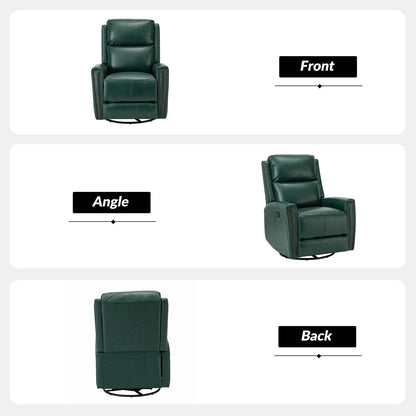 Fauteuil inclinable pivotant à oreilles Fiacro 30.31 en cuir véritable, large et moderne, avec garnitures cloutées, lot de 2
