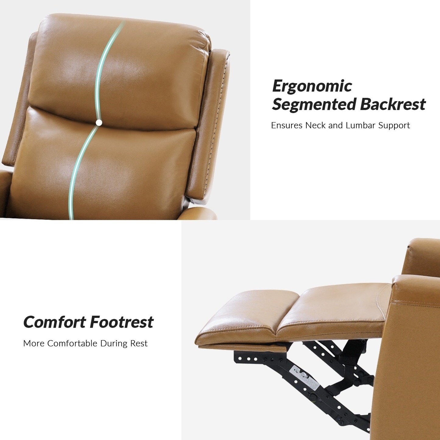 Fauteuil inclinable pivotant à oreilles Fiacro 30.31 en cuir véritable, large et moderne, avec garnitures cloutées, lot de 2