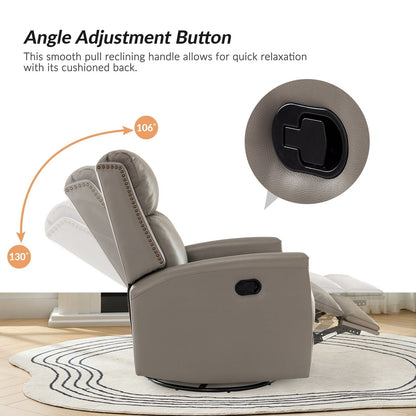 Fauteuil inclinable pivotant à oreilles Fiacro 30.31 en cuir véritable, large et moderne, avec garnitures cloutées, lot de 2