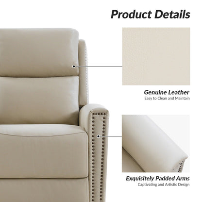 Fauteuil inclinable pivotant à oreilles Fiacro 30.31 en cuir véritable, large et moderne, avec garnitures cloutées, lot de 2