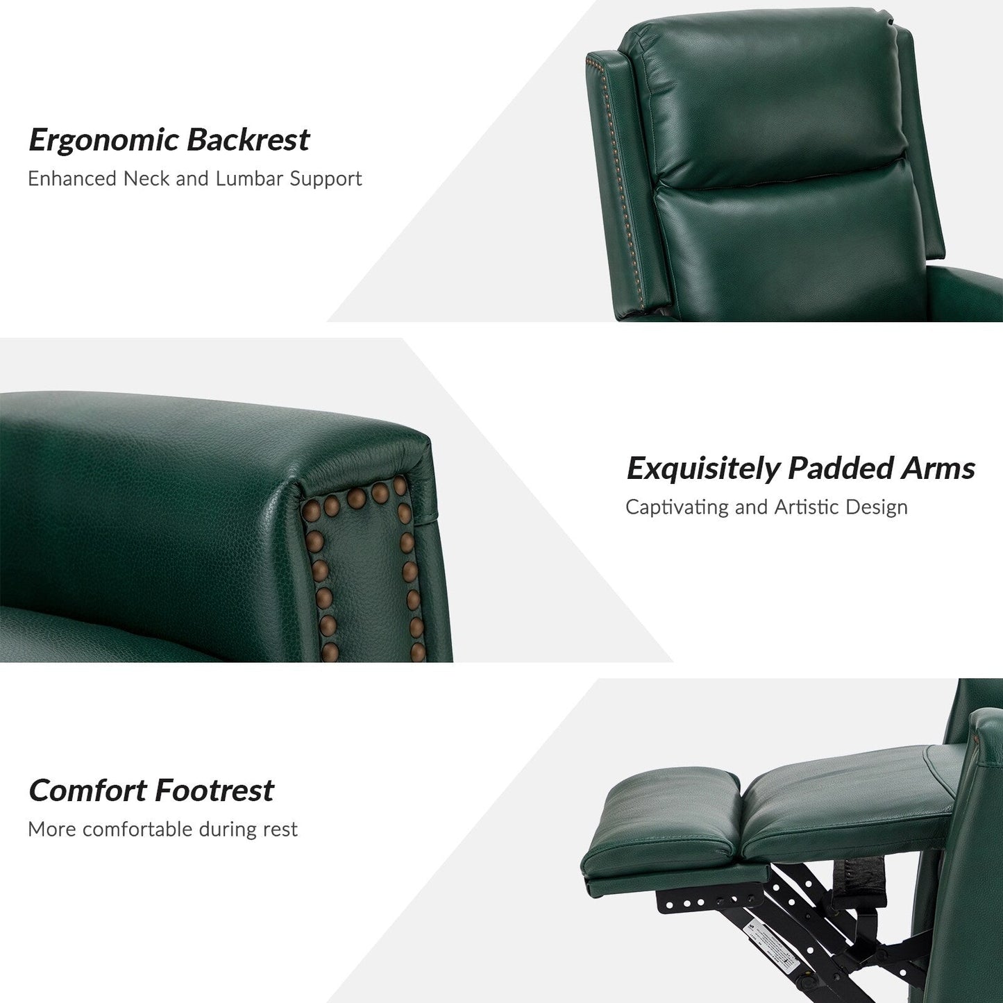 Fauteuil inclinable pivotant à oreilles Fiacro 30.31 en cuir véritable, large et moderne, avec garnitures cloutées, lot de 2