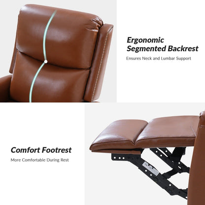 Fauteuil inclinable pivotant à oreilles Fiacro 30.31 en cuir véritable, large et moderne, avec garnitures cloutées, lot de 2