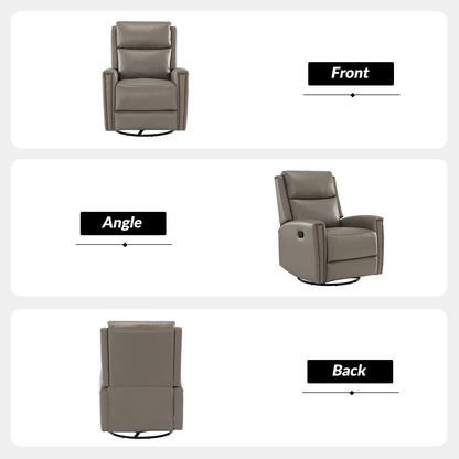 Fauteuil inclinable pivotant à oreilles Fiacro 30.31 en cuir véritable, large et moderne, avec garnitures cloutées, lot de 2