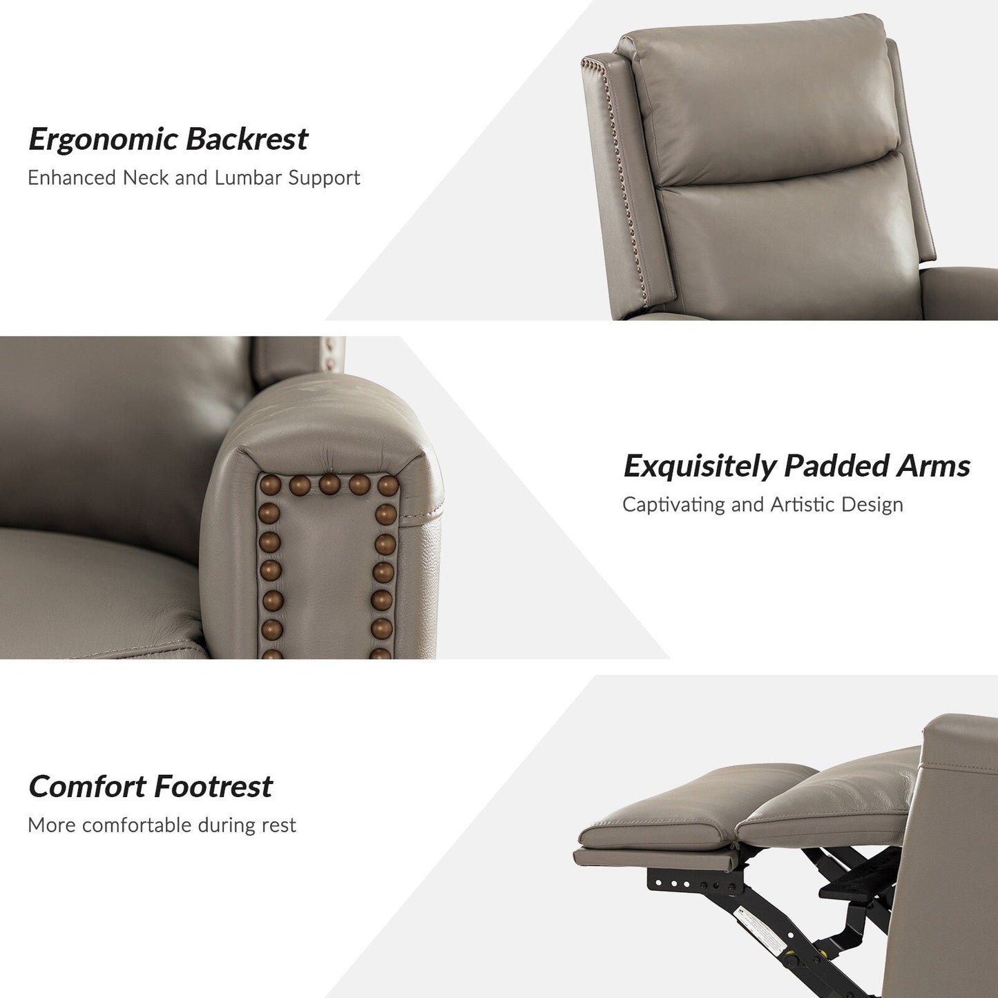 Fauteuil inclinable pivotant à oreilles Fiacro 30.31 en cuir véritable, large et moderne, avec garnitures cloutées, lot de 2