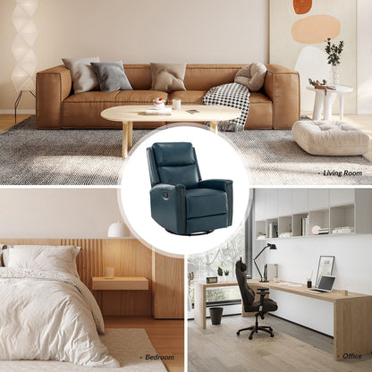 Fauteuil inclinable pivotant à oreilles Fiacro 30.31 en cuir véritable, large et moderne, avec garnitures cloutées