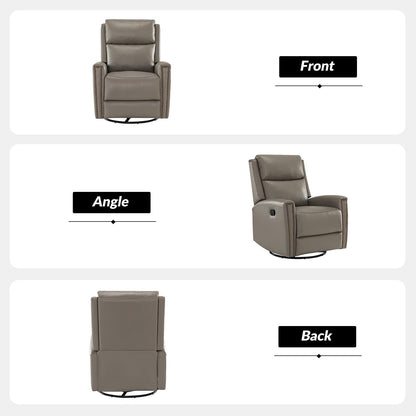 Fauteuil inclinable pivotant à oreilles Fiacro 30.31 en cuir véritable, large et moderne, avec garnitures cloutées