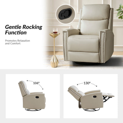 Fauteuil inclinable pivotant à oreilles Fiacro 30.31 en cuir véritable, large et moderne, avec garnitures cloutées