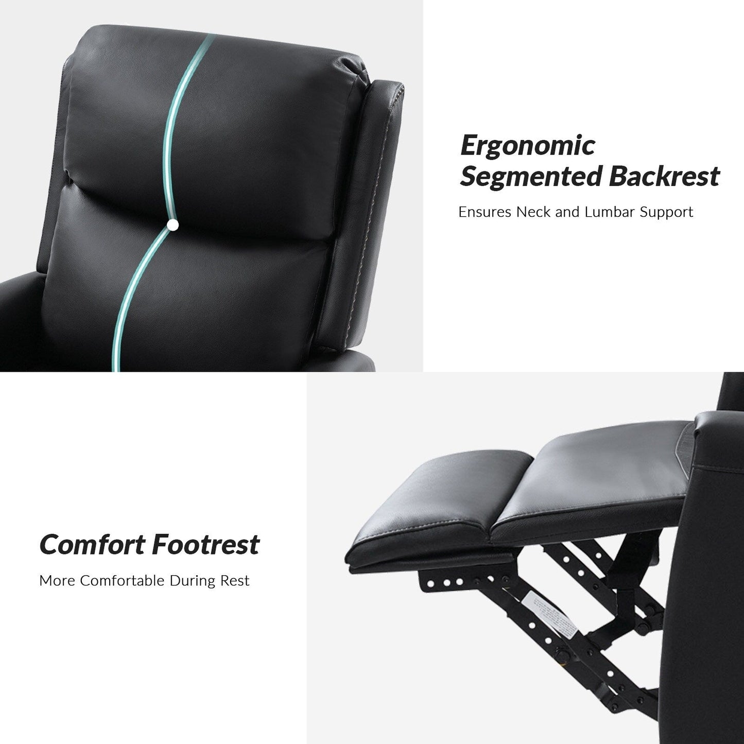 Fauteuil inclinable pivotant à oreilles Fiacro 30.31 en cuir véritable, large et moderne, avec garnitures cloutées