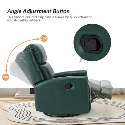 Fauteuil inclinable pivotant à oreilles Fiacro 30.31 en cuir véritable, large et moderne, avec garnitures cloutées