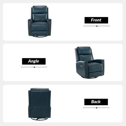 Fauteuil inclinable pivotant à oreilles Fiacro 30.31 en cuir véritable, large et moderne, avec garnitures cloutées