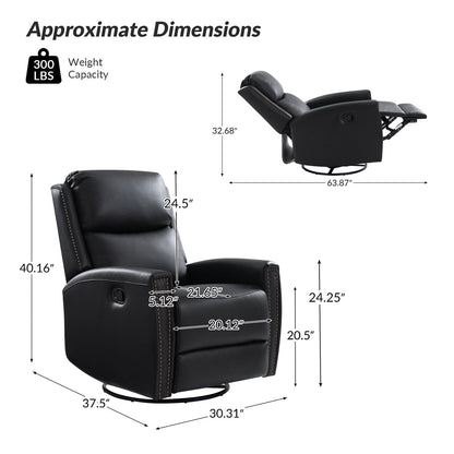 Fauteuil inclinable pivotant à oreilles Fiacro 30.31 en cuir véritable, large et moderne, avec garnitures cloutées